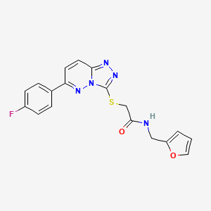 molecular formula C18H14FN5O2S B2615208 2-[[6-(4-氟苯基)-[1,2,4]三唑并[4,3-b]哒嗪-3-基]硫代基]-N-(呋喃-2-基甲基)乙酰胺 CAS No. 895460-35-2