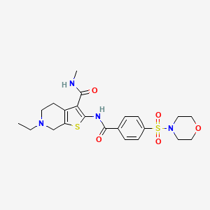 molecular formula C22H28N4O5S2 B2615219 6-ethyl-N-methyl-2-(4-(morpholinosulfonyl)benzamido)-4,5,6,7-tetrahydrothieno[2,3-c]pyridine-3-carboxamide CAS No. 533894-50-7