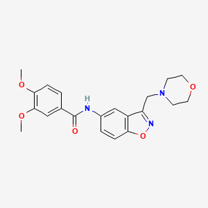 molecular formula C21H23N3O5 B2615225 3,4-Dimethoxy-N-[3-(morpholin-4-ylmethyl)-1,2-benzoxazol-5-yl]benzamide CAS No. 2379993-81-2