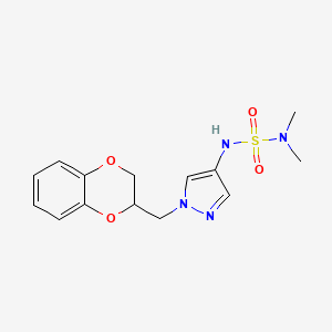 molecular formula C14H18N4O4S B2615228 1-(2,3-Dihydro-1,4-benzodioxin-3-ylmethyl)-4-(dimethylsulfamoylamino)pyrazole CAS No. 1795471-96-3