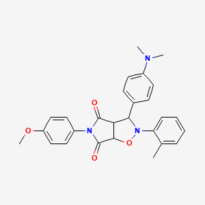 molecular formula C27H27N3O4 B2615234 3-(4-(dimethylamino)phenyl)-5-(4-methoxyphenyl)-2-(o-tolyl)dihydro-2H-pyrrolo[3,4-d]isoxazole-4,6(5H,6aH)-dione CAS No. 308293-32-5