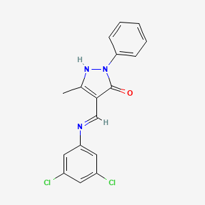 (4E)-4-{[(3,5-dichlorophenyl)amino]methylidene}-5-methyl-2-phenyl-2,4-dihydro-3H-pyrazol-3-one