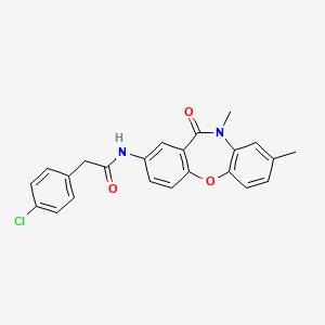 molecular formula C23H19ClN2O3 B2615243 2-(4-氯苯基)-N-(8,10-二甲基-11-氧代-10,11-二氢二苯并[b,f][1,4]噁杂环-2-基)乙酰胺 CAS No. 922060-71-7