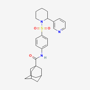 molecular formula C27H33N3O3S B2615245 N-[4-(2-pyridin-3-ylpiperidin-1-yl)sulfonylphenyl]adamantane-1-carboxamide CAS No. 393834-29-2