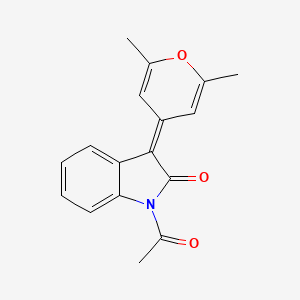 1-acetyl-3-(2,6-dimethyl-4H-pyran-4-ylidene)-1,3-dihydro-2H-indol-2-one