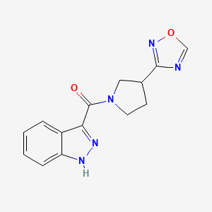 molecular formula C14H13N5O2 B2615269 (3-(1,2,4-oxadiazol-3-yl)pyrrolidin-1-yl)(1H-indazol-3-yl)methanone CAS No. 2034552-02-6