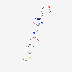 2-(4-(isopropylthio)phenyl)-N-((3-(tetrahydro-2H-pyran-4-yl)-1,2,4-oxadiazol-5-yl)methyl)acetamide
