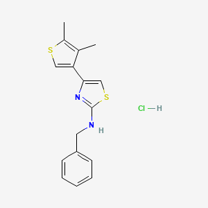 molecular formula C16H17ClN2S2 B2615276 N-benzyl-4-(4,5-dimethylthiophen-3-yl)thiazol-2-amine hydrochloride CAS No. 2034619-20-8