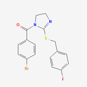 molecular formula C17H14BrFN2OS B2615279 (4-bromophenyl)(2-((4-fluorobenzyl)thio)-4,5-dihydro-1H-imidazol-1-yl)methanone CAS No. 851865-87-7