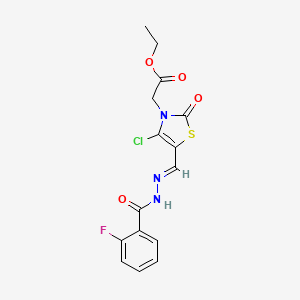 (E)-ethyl 2-(4-chloro-5-((2-(2-fluorobenzoyl)hydrazono)methyl)-2-oxothiazol-3(2H)-yl)acetate