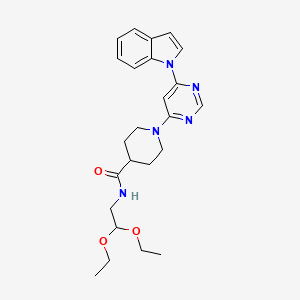 1-(6-(1H-indol-1-yl)pyrimidin-4-yl)-N-(2,2-diethoxyethyl)piperidine-4-carboxamide