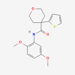 molecular formula C18H21NO4S B2615295 N-(2,5-dimethoxyphenyl)-4-(thiophen-2-yl)oxane-4-carboxamide CAS No. 877649-85-9