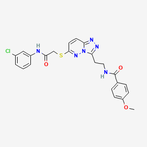 molecular formula C23H21ClN6O3S B2615307 N-(2-(6-((2-((3-chlorophenyl)amino)-2-oxoethyl)thio)-[1,2,4]triazolo[4,3-b]pyridazin-3-yl)ethyl)-4-methoxybenzamide CAS No. 872995-63-6