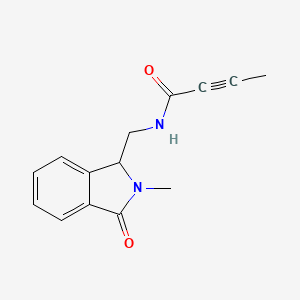 molecular formula C14H14N2O2 B2615310 N-[(2-Methyl-3-oxo-1H-isoindol-1-yl)methyl]but-2-ynamide CAS No. 2411242-55-0