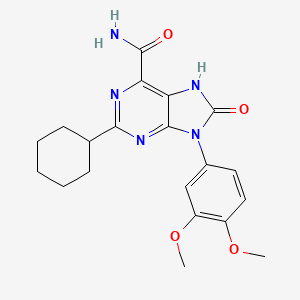 molecular formula C20H23N5O4 B2615316 2-cyclohexyl-9-(3,4-dimethoxyphenyl)-8-oxo-7H-purine-6-carboxamide CAS No. 898447-14-8