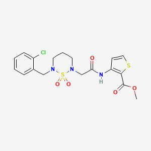molecular formula C18H20ClN3O5S2 B2615322 Methyl 3-({[6-(2-chlorobenzyl)-1,1-dioxido-1,2,6-thiadiazinan-2-yl]acetyl}amino)thiophene-2-carboxylate CAS No. 946293-84-1
