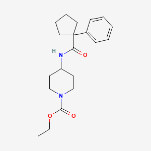 molecular formula C20H28N2O3 B2615328 Ethyl 4-((phenylcyclopentyl)carbonylamino)piperidinecarboxylate CAS No. 1023483-65-9