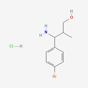 molecular formula C10H15BrClNO B2615337 3-Amino-3-(4-bromophenyl)-2-methylpropan-1-ol hydrochloride CAS No. 1803598-60-8