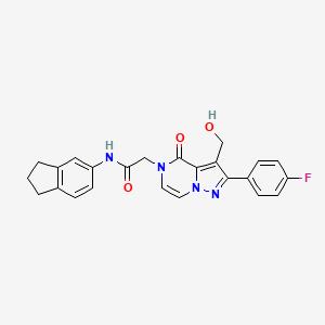 N-(2,3-dihydro-1H-inden-5-yl)-2-[2-(4-fluorophenyl)-3-(hydroxymethyl)-4-oxopyrazolo[1,5-a]pyrazin-5(4H)-yl]acetamide