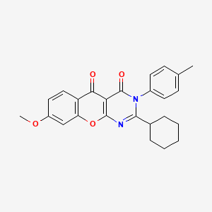 molecular formula C25H24N2O4 B2615352 2-环己基-8-甲氧基-3-(对甲苯基)-3H-chromeno[2,3-d]嘧啶-4,5-二酮 CAS No. 883955-52-0