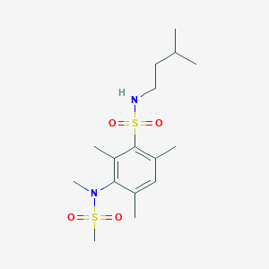 molecular formula C16H28N2O4S2 B2615358 N-isopentyl-2,4,6-trimethyl-3-(N-methylmethylsulfonamido)benzenesulfonamide CAS No. 923194-82-5