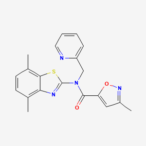 molecular formula C20H18N4O2S B2615363 N-(4,7-dimethylbenzo[d]thiazol-2-yl)-3-methyl-N-(pyridin-2-ylmethyl)isoxazole-5-carboxamide CAS No. 946228-51-9