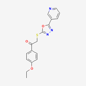 molecular formula C17H15N3O3S B2615364 1-(4-Ethoxyphenyl)-2-[(5-pyridin-3-yl-1,3,4-oxadiazol-2-yl)sulfanyl]ethanone CAS No. 538336-88-8