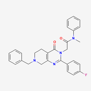 molecular formula C29H27FN4O2 B2615370 N-butyl-2-{[4-oxo-3-(2-phenylethyl)-3,4-dihydrothieno[3,2-d]pyrimidin-2-yl]thio}acetamide CAS No. 1189675-91-9