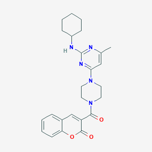 3-(4-(2-(cyclohexylamino)-6-methylpyrimidin-4-yl)piperazine-1-carbonyl)-2H-chromen-2-one