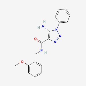 molecular formula C17H17N5O2 B2615375 5-amino-N-[(2-methoxyphenyl)methyl]-1-phenyltriazole-4-carboxamide CAS No. 443110-29-0