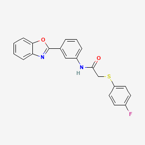 molecular formula C21H15FN2O2S B2615376 N-(3-(苯并[d]恶唑-2-基)苯基)-2-((4-氟苯基)硫代)乙酰胺 CAS No. 896345-43-0