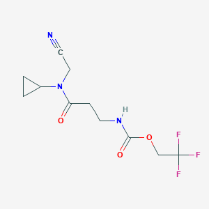 molecular formula C11H14F3N3O3 B2615387 2,2,2-三氟乙基 N-{2-[(氰甲基)(环丙基)氨基甲酰基]乙基}氨基甲酸酯 CAS No. 1280898-32-9