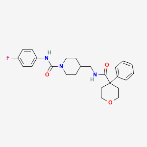 molecular formula C25H30FN3O3 B2615388 N-(4-氟苯基)-4-((4-苯基四氢-2H-吡喃-4-酰胺)甲基)哌啶-1-酰胺 CAS No. 1234853-20-3