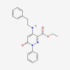 molecular formula C21H21N3O3 B2615391 Ethyl 6-oxo-4-(phenethylamino)-1-phenyl-1,6-dihydropyridazine-3-carboxylate CAS No. 922037-46-5