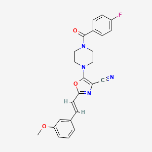 molecular formula C24H21FN4O3 B2615398 (E)-5-(4-(4-fluorobenzoyl)piperazin-1-yl)-2-(3-methoxystyryl)oxazole-4-carbonitrile CAS No. 941266-77-9