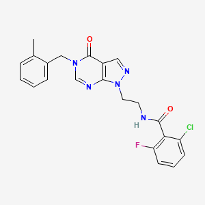 2-chloro-6-fluoro-N-(2-(5-(2-methylbenzyl)-4-oxo-4,5-dihydro-1H-pyrazolo[3,4-d]pyrimidin-1-yl)ethyl)benzamide