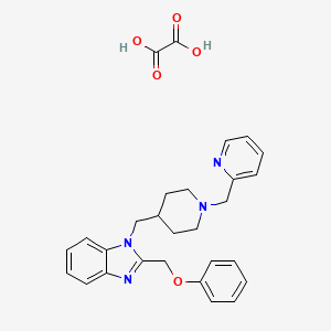 molecular formula C28H30N4O5 B2615429 草酸2-(苯氧甲基)-1-((1-（吡啶-2-基甲基）哌啶-4-基）甲基）-1H-苯并[d]咪唑 CAS No. 1351595-33-9