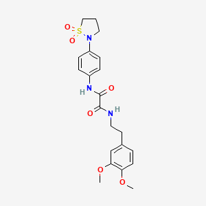 molecular formula C21H25N3O6S B2615430 N1-(3,4-dimethoxyphenethyl)-N2-(4-(1,1-dioxidoisothiazolidin-2-yl)phenyl)oxalamide CAS No. 1105205-40-0