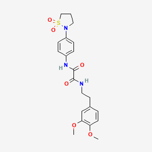 molecular formula C21H25N3O6S B2615430 N1-(3,4-二甲氧基苯乙基)-N2-(4-(1,1-二氧化异噻唑烷-2-基)苯基)草酰胺 CAS No. 1105205-40-0