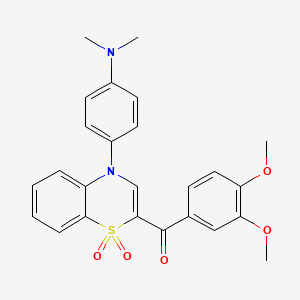 molecular formula C25H24N2O5S B2615434 (3,4-dimethoxyphenyl){4-[4-(dimethylamino)phenyl]-1,1-dioxido-4H-1,4-benzothiazin-2-yl}methanone CAS No. 1114658-66-0