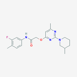molecular formula C20H25FN4O2 B2615435 N-(3-氟-4-甲基苯基)-2-{[6-甲基-2-(3-甲基哌啶-1-基)嘧啶-4-基]氧基}乙酰胺 CAS No. 1226458-34-9