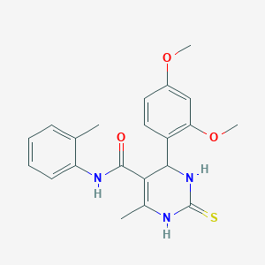 molecular formula C21H23N3O3S B2615437 4-(2,4-dimethoxyphenyl)-6-methyl-2-thioxo-N-(o-tolyl)-1,2,3,4-tetrahydropyrimidine-5-carboxamide CAS No. 313702-26-0