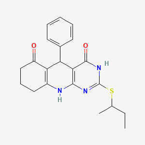 molecular formula C21H23N3O2S B2615439 2-(sec-butylthio)-5-phenyl-7,8,9,10-tetrahydropyrimido[4,5-b]quinoline-4,6(3H,5H)-dione CAS No. 631853-58-2