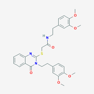 molecular formula C30H33N3O6S B2615441 N-[2-(3,4-dimethoxyphenyl)ethyl]-2-[3-[2-(3,4-dimethoxyphenyl)ethyl]-4-oxoquinazolin-2-yl]sulfanylacetamide CAS No. 443351-32-4