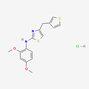 molecular formula C16H17ClN2O2S2 B2615443 N-(2,4-dimethoxyphenyl)-4-(thiophen-3-ylmethyl)thiazol-2-amine hydrochloride CAS No. 2034556-44-8