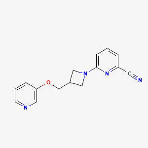 molecular formula C15H14N4O B2615444 6-[3-(Pyridin-3-yloxymethyl)azetidin-1-yl]pyridine-2-carbonitrile CAS No. 2380078-12-4