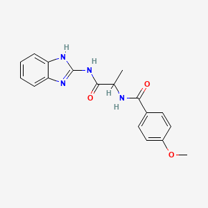 molecular formula C18H18N4O3 B2615449 6-{[4-(3-chloro-4-fluorobenzoyl)piperazin-1-yl]sulfonyl}-1,3-benzothiazol-2(3H)-one CAS No. 1236256-75-9