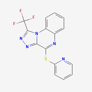 molecular formula C15H8F3N5S B2615454 4-(2-Pyridinylsulfanyl)-1-(trifluoromethyl)[1,2,4]triazolo[4,3-a]quinoxaline CAS No. 338420-54-5