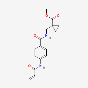 molecular formula C16H18N2O4 B2615466 Methyl 1-[[[4-(prop-2-enoylamino)benzoyl]amino]methyl]cyclopropane-1-carboxylate CAS No. 2361816-78-4