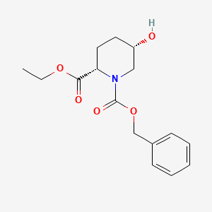 molecular formula C16H21NO5 B2615474 (2S*,5S*)-1-benzyl 2-ethyl 5-hydroxypiperidine-1,2-dicarboxylate CAS No. 1613640-67-7